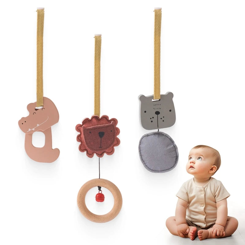 Baby Play Gym Wooden Cartoon Baby Rattle Baby Comfort Toy Baby Room Decoration Hang  Pendant Baby Sensory Toy Gifts For Newborns
