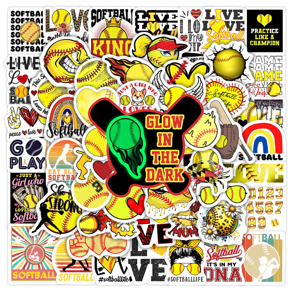 Softball Stickers 70PCS Softball Accessories Gifts,Softball Gifts for Girls/Boys,Softball Stuff,Girls/Boys Softball Gifts,Helmet
