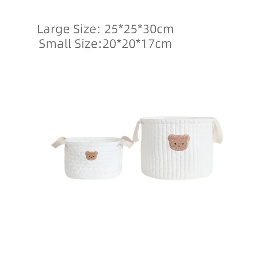 Embroidered Cute Bear Storage Basket Baby Toys Storage Basket Personalized Baby Diaper Sorting Basket Baby Shower Gifts