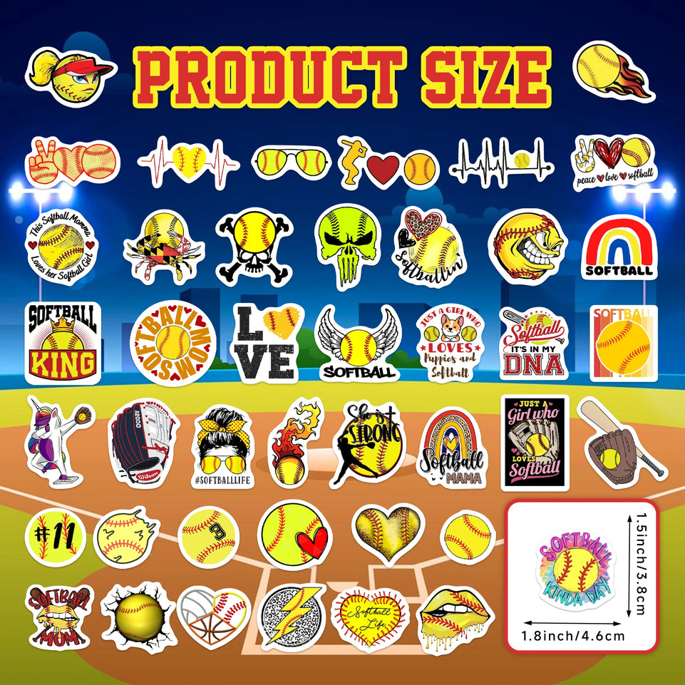 Softball Stickers 70PCS Softball Accessories Gifts,Softball Gifts for Girls/Boys,Softball Stuff,Girls/Boys Softball Gifts,Helmet